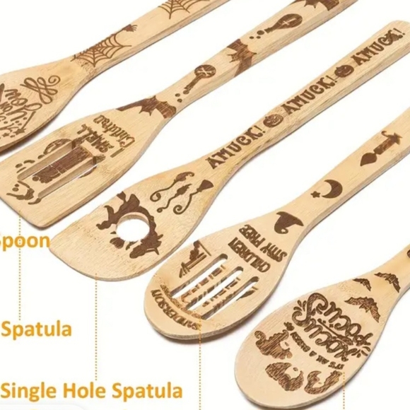 New in Bag Wooden Utensil Spoon Sets Hocus Pocus Witches Movie Halloween - Picture 2 of 2